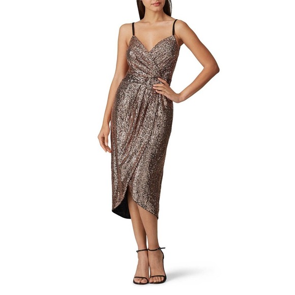 RACHEL Rachel Roy Dresses & Skirts - Rachel Rachel‎ Roy Sequin Wrap Dress 8 Rose Gold Cocktail Holiday RD19H977